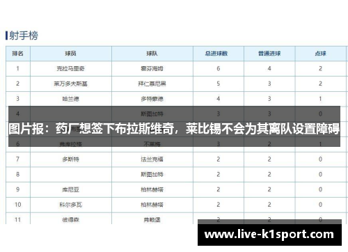 图片报：药厂想签下布拉斯维奇，莱比锡不会为其离队设置障碍